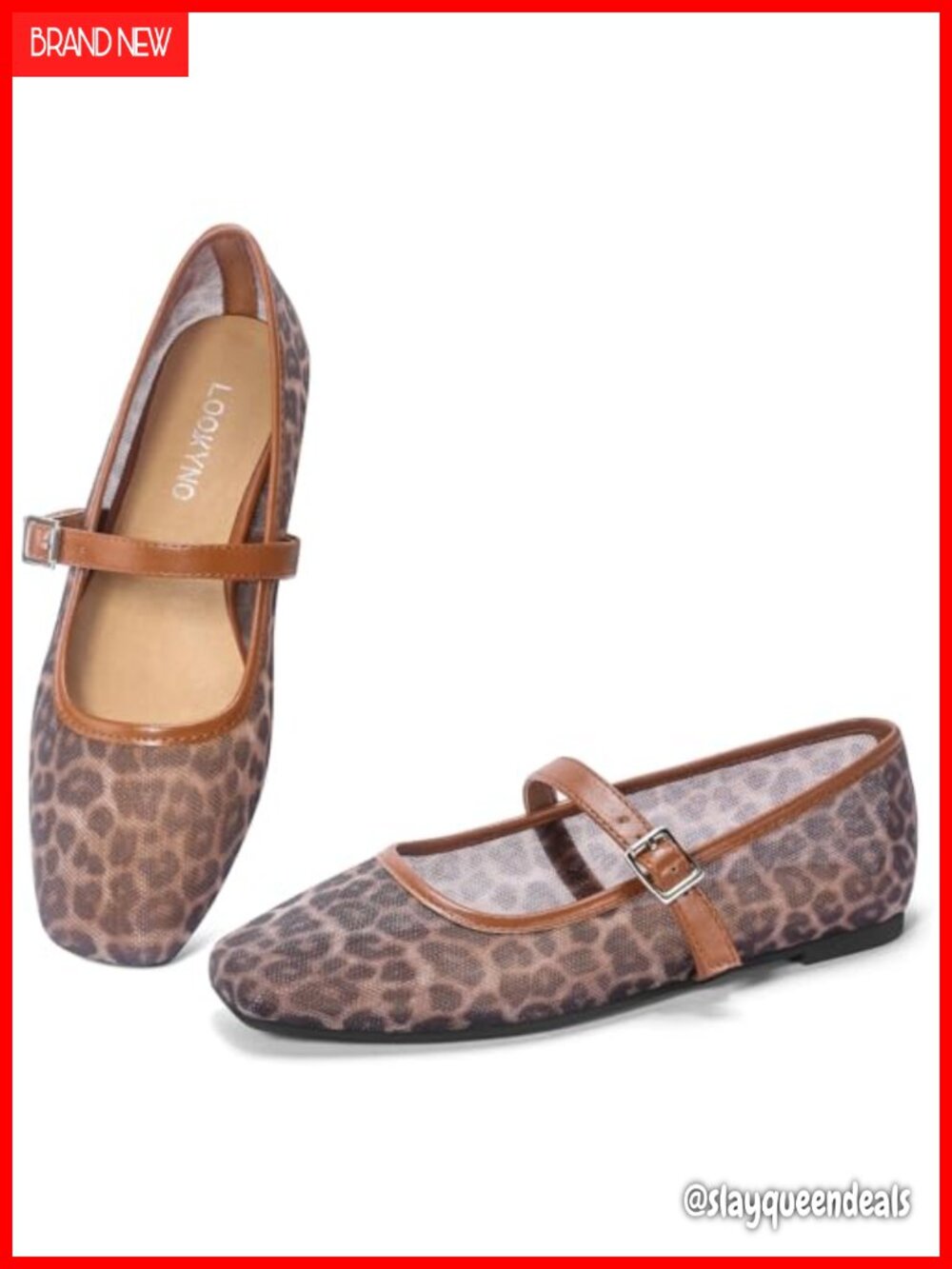 Women's Mesh Mary Jane Flats Square Toe Buckle Strap Breathable Casual